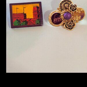 Lot of 2 Brooches Vintage Artisan made JPM Creations 1987 & Artisan Polymer Art